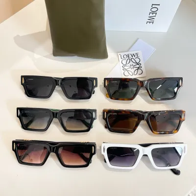 Loewe square frame glasses white/black/black green/black rust/leopard green/leopard brown color Size 56口19-145