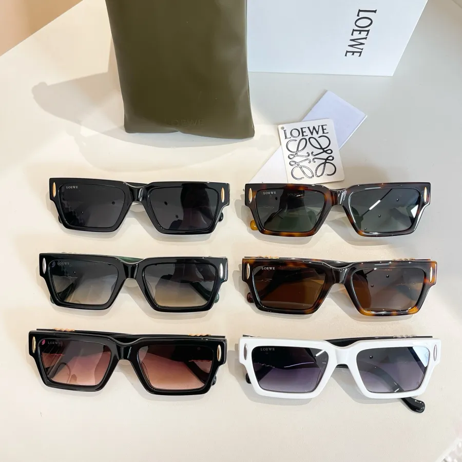 Loewe square frame glasses white/black/black green/black rust/leopard green/leopard brown color Size 56口19-145