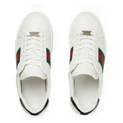 Gucci Ace series white sneakers woven fabric women's sports shoes