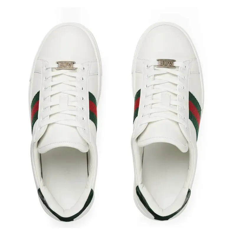 Gucci Ace series white sneakers woven fabric women's sports shoes