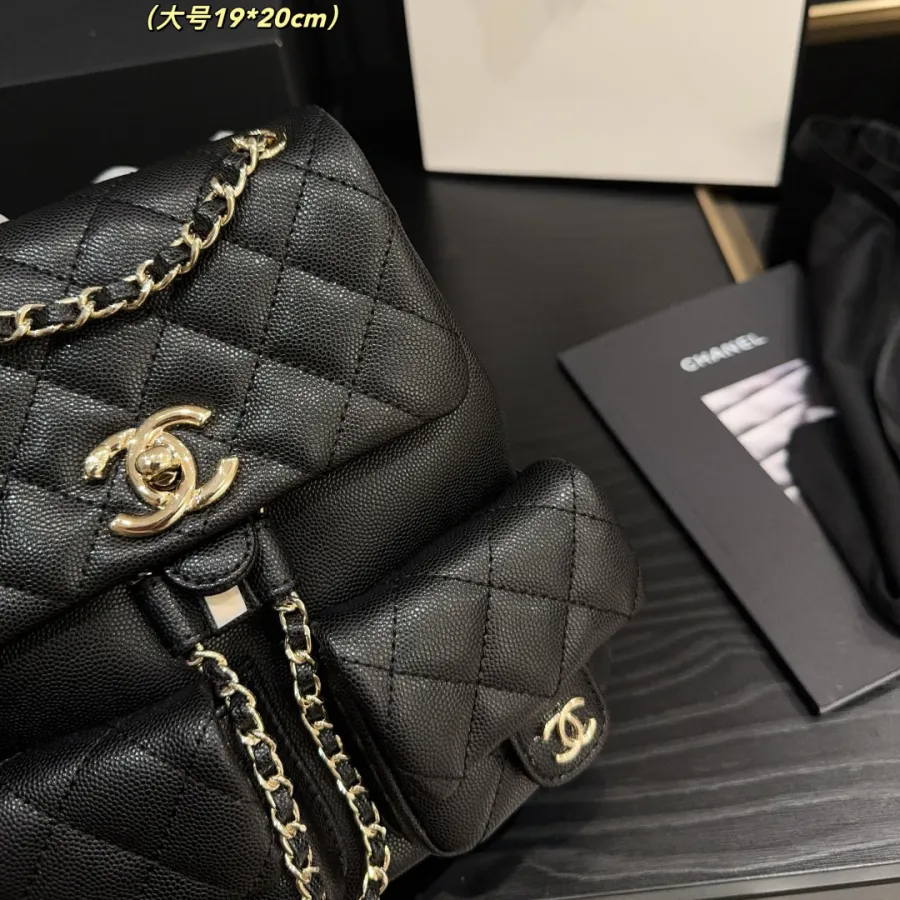 Chanel Red / Green / Silver /Purple / Milk Tea Color / Black Quilted  Caviar Leather Backpacks