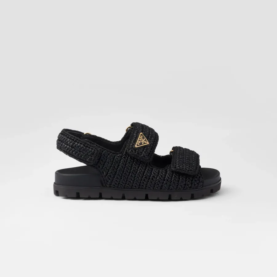 PRADA Black crocheted sandals