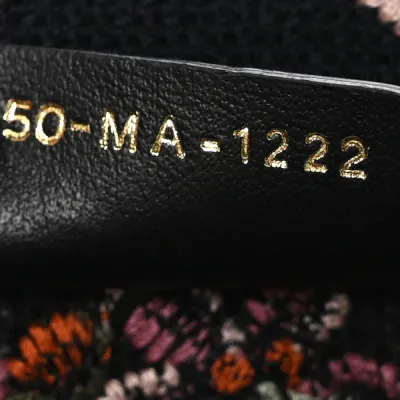 Dior Medium Book Tote Navy Blue Multicolor Petites Fleurs Raffia Embroidered Canvas