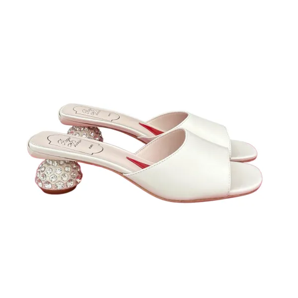 Roger Vivier Mules Sandals In Black/White/Pink Satin Crystal Heels (Heel Height 4cm) - Image 7