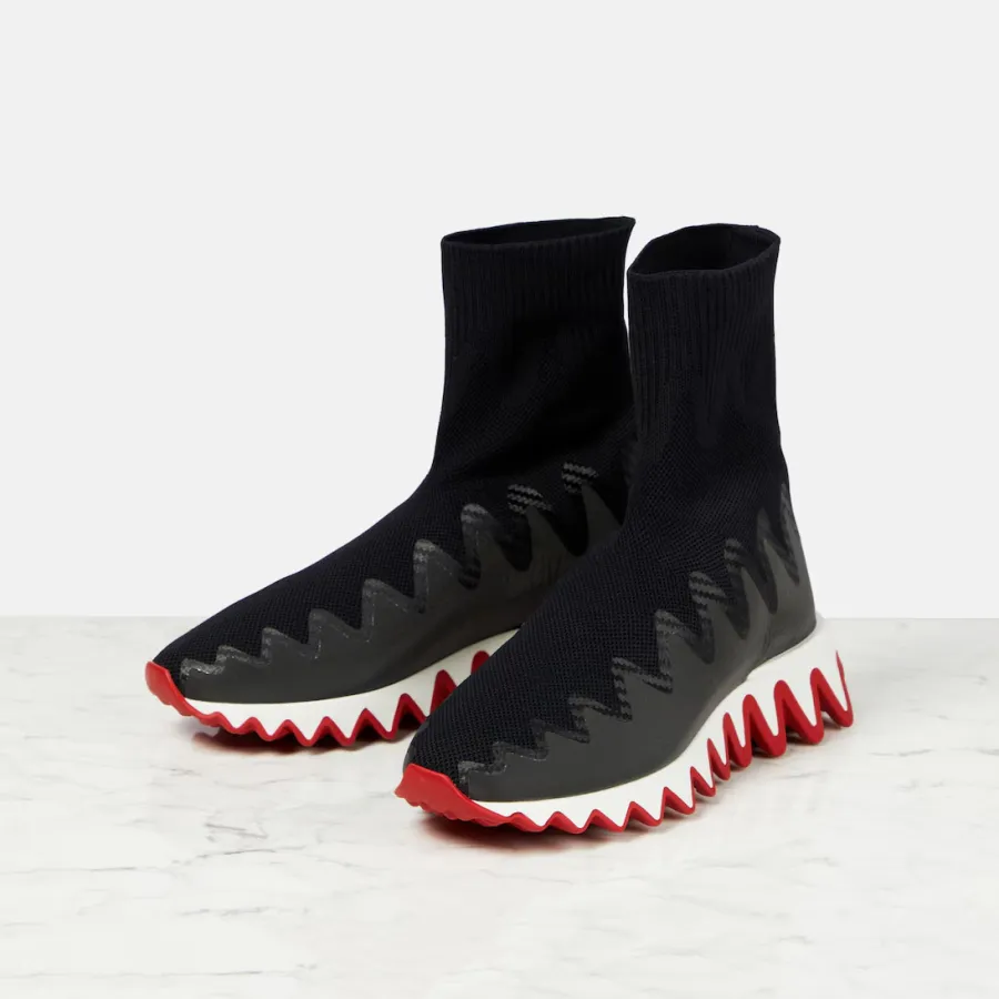 Christian Louboutin Black medium - barrel high - stretch fleece fabric sneakers