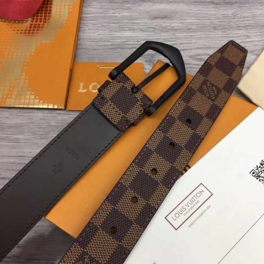 Louis Vuitton Men's Timeless Reversible Belt In Brown/Black Monogram And Damier Canvas With Black Hardware 35mm