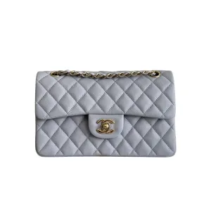 Chanel CF Purple / Green Quilted Caviar Leather Crossbody Bags