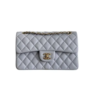 Chanel CF Purple / Green Quilted Caviar Leather Crossbody Bags