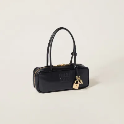 Miu Miu Calfskin Leather Beau Black Top-Handle Bags