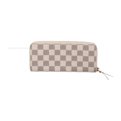 Louis Vuitton Large Clemence Wallet White and Blue Damier Azur Pattern Coated Canvas Brass Hardware