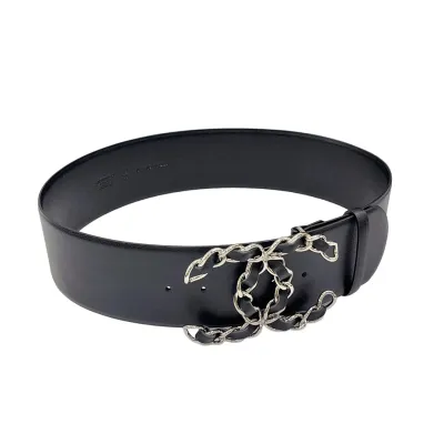 Chanel CC Belt In Black Calfskin With Silver Hardware 20/30/50/70mm