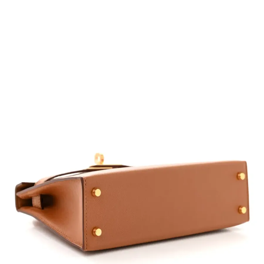 Hermès Mini Kelly Sellier Touch 20 Brown Madame Calfskin & Matte Alligator Leather Gold Hardware
