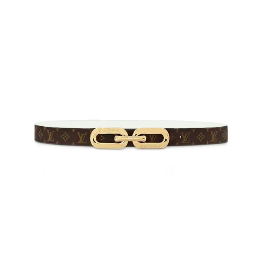 Louis Vuitton Women's Edge Reversible Belt In White Calfskin And Monogram Canvas With Gold Hardware 25mm