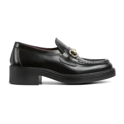 Gucci black thick soled loafers