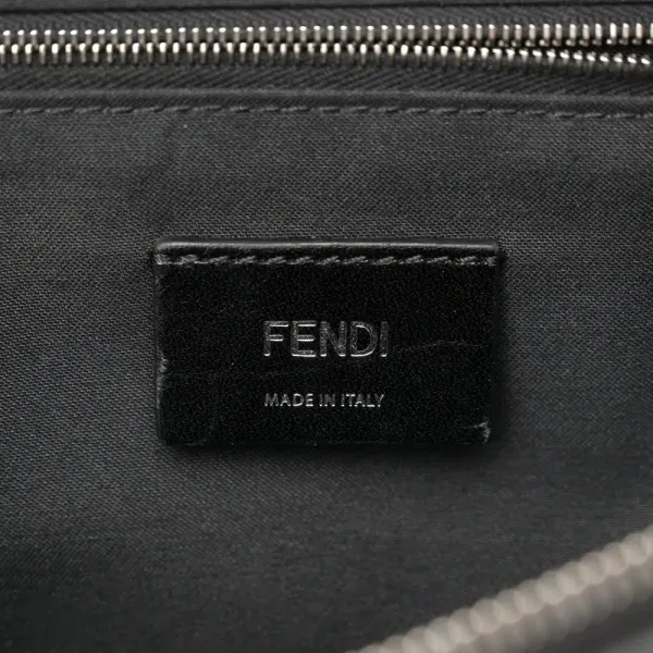 Fendi Century Logo FF 1974 Diagonal Belt Bag Black/Sunflower Glazed Fabric & Liberty Vitello Leather Silver Hardware - Image 2