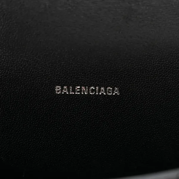 Balenciaga XS Hourglass Top Handle Bag Black Monochrome Crocodile Embossed Shiny Calfskin Leather Black Hardware - Image 2