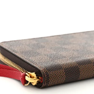 Louis Vuitton Clemence Wallet PM Damier Ebene Canvas Cherry Interior Gold Hardware