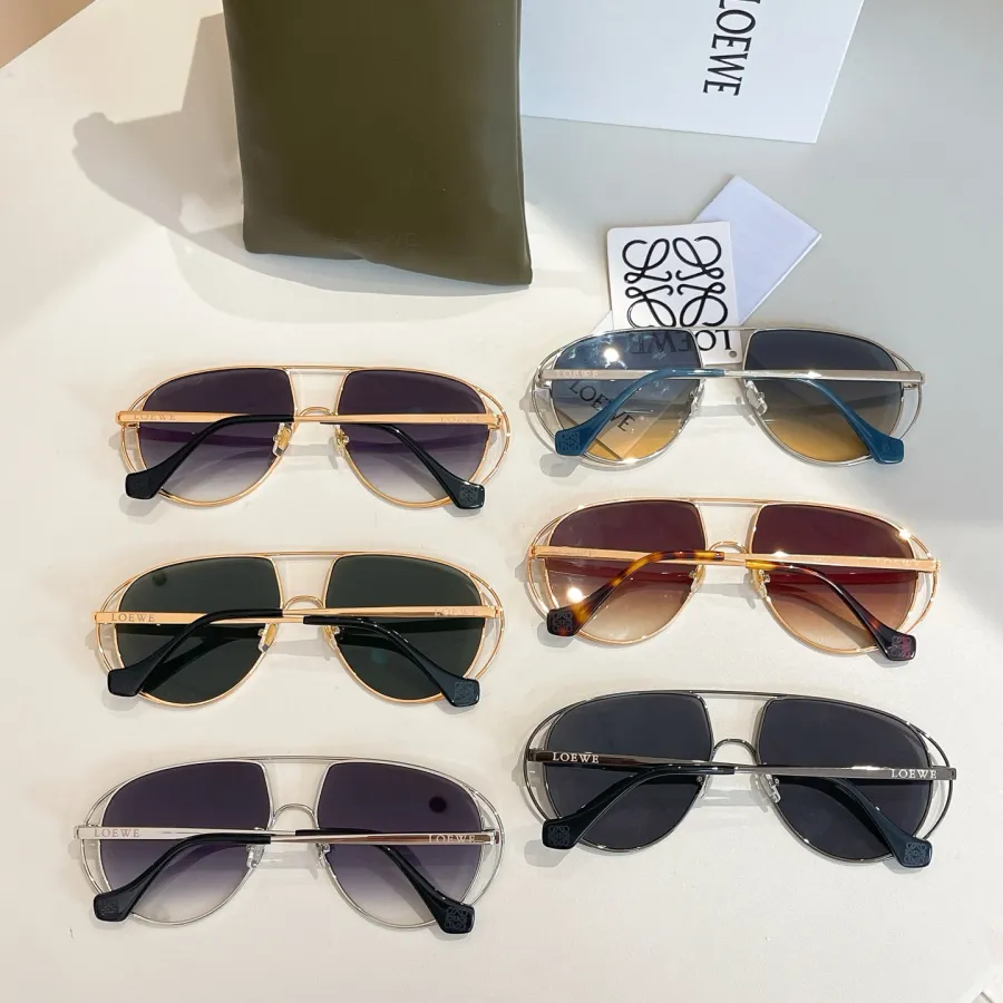 Loewe Pilot glasses green/eggplant/black/brown leopard/blue orange color Size 59口15-143