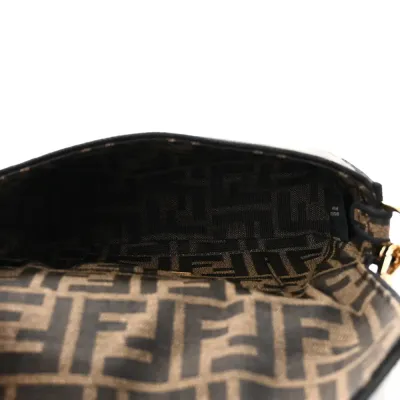 Fendi Mini FF 1974 Baguette Tobacco/Moro/Black Jacquard Fabric Gold Hardware