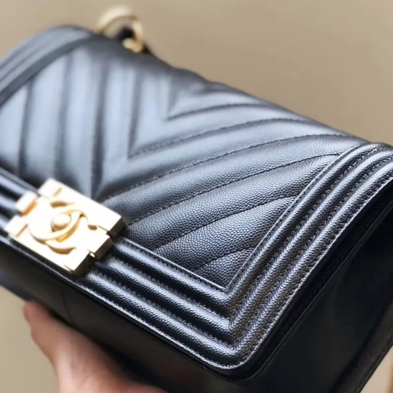 Chanel Lleboy Black Quilted Caviar Leather Shoulder Bags Crossbody Bags