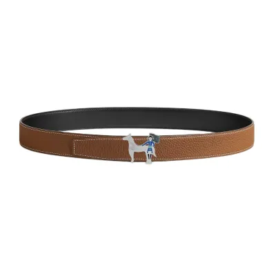 Hermès Women' s Artificier Buckle Reversible Belt In Black/Brown/Etoupe/Coffee/Blue Calfskin With Silver Hardware 32mm