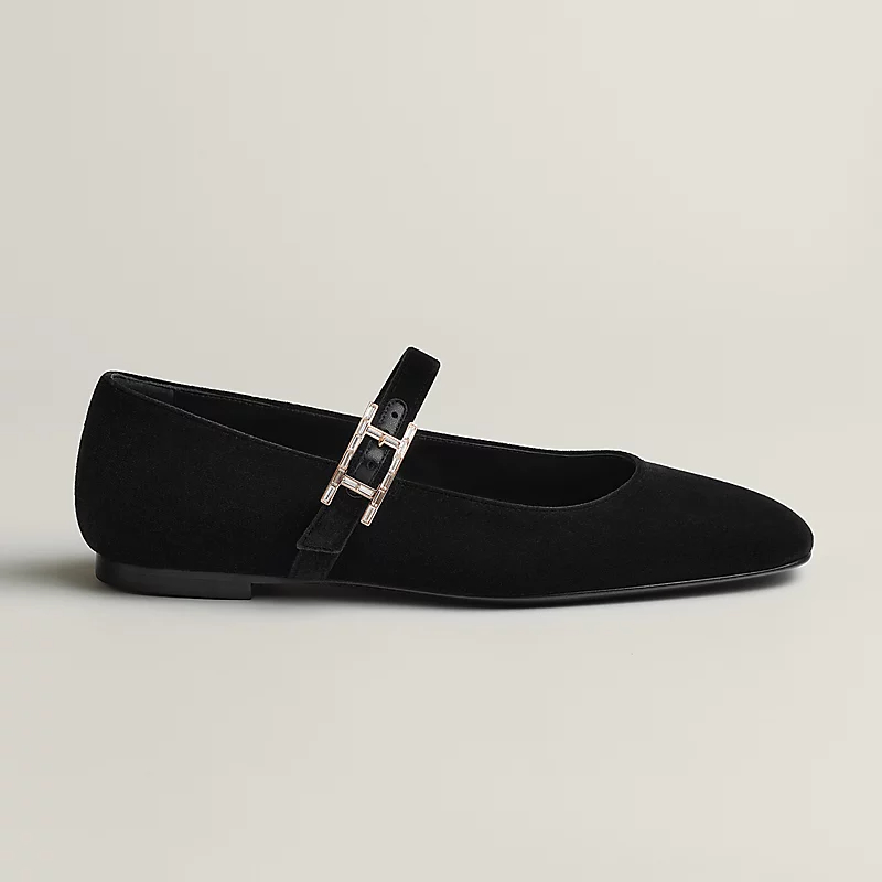 HERMES Jane Black Ballet Sapatilhas