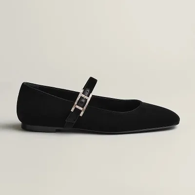 HERMES Jane Black Ballet  Shoes