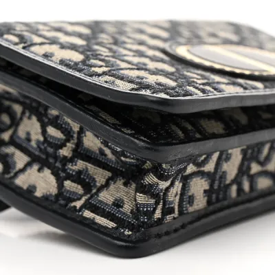 Dior Small Montaigne 30 2-in-1 Pouch Blue Oblique Canvas Gold Hardware