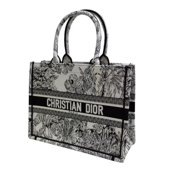Dior Medium Dior Book Tote In Black Toile De Jouy Embroidered Canvas - Image 3