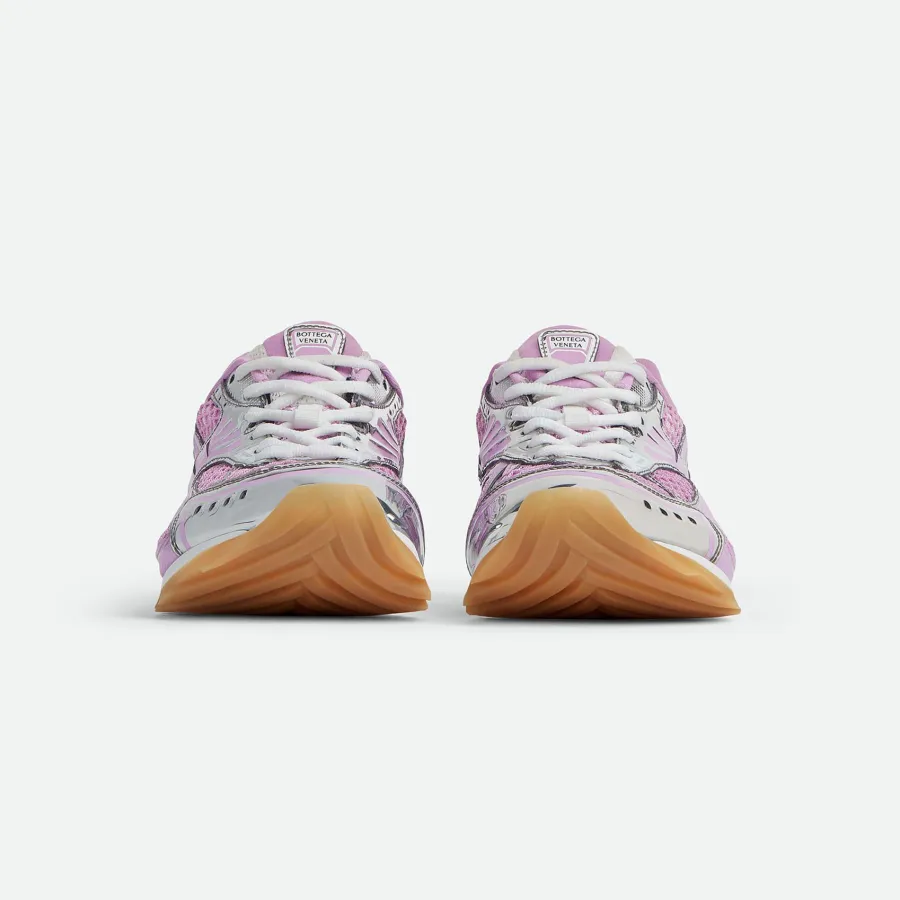 Bottega Veneta Orbit Sneakers In Silver/Pink Technical Fabric And Mesh Lace-Up Sneaker