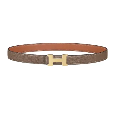Hermès Women' s Mini Constance Buckle Reversible Belt In Yellow/Blue/White/Brown/Coffee Calfskin With Gold/Silver Hardware 24mm