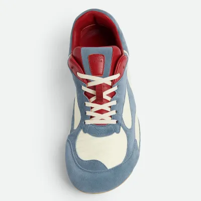 Bottega Veneta Orbit Flash Sneakers In Ice/Sea Salt Suede And Nylon Lace-Up Sneaker With Leather Trims