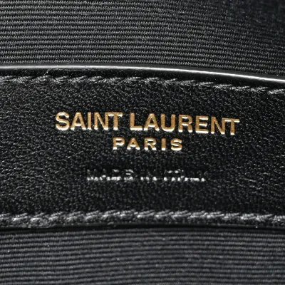 Saint Laurent Medium Uptown Pouch Black Grain De Poudre Leather Gold Hardware