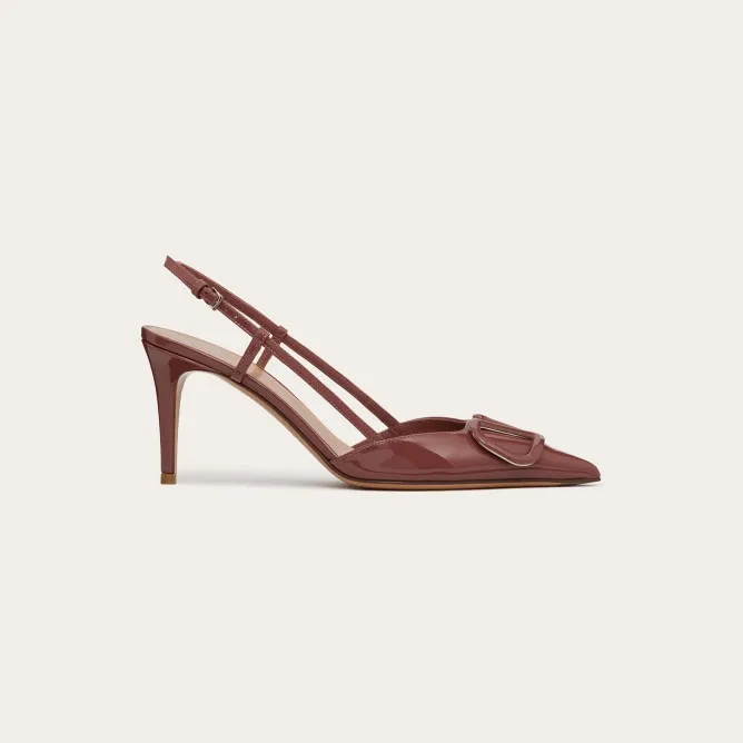 VALENTINO Lace-up heels with decorative patent leather