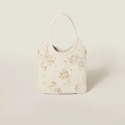 Miu Miu IVY Beaded embroidery white Shoulder Bags