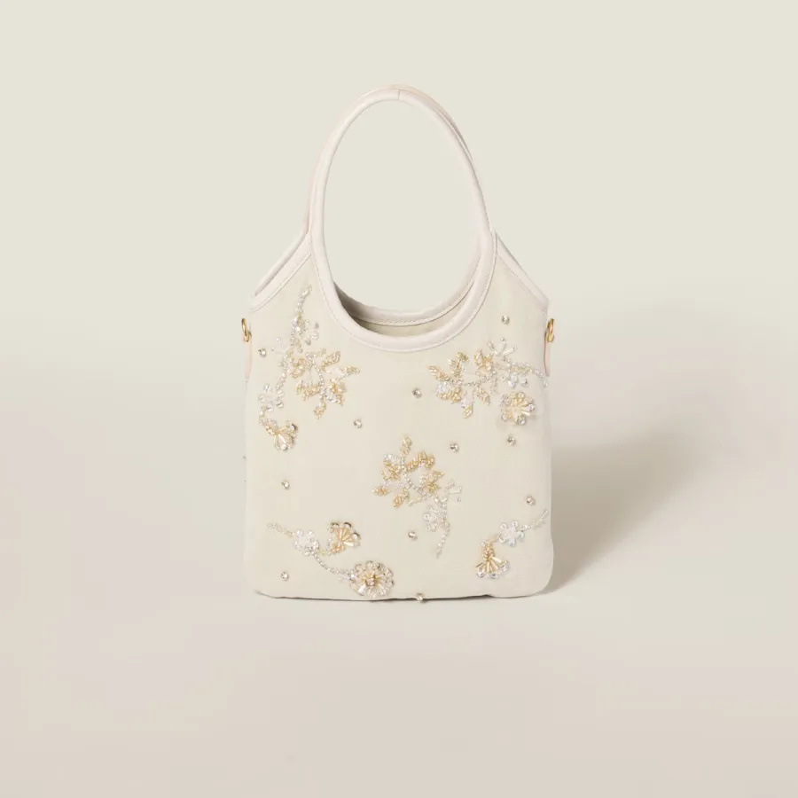 Miu Miu IVY Beaded embroidery white Shoulder Bags