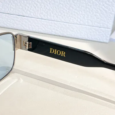 DIOR square frame glasses blue silver/blue light gold/black light gold color Size 54口17-145