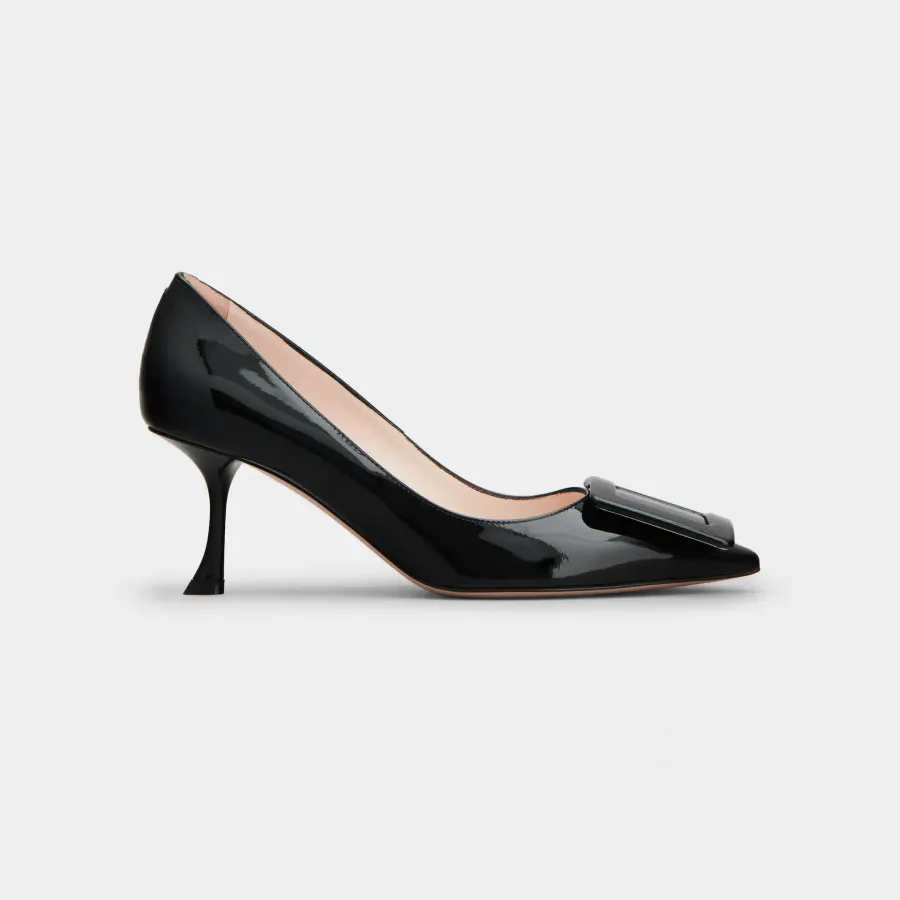 Roger Vivier Viv' In The City Pumps High Heels In Black Patent Leather With Lacquered Metal Buckle (Heel Height 6.5cm)