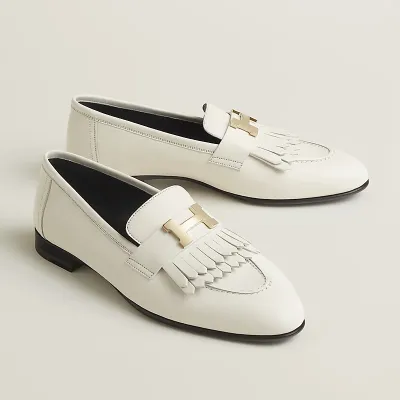 HERMES Royal White Loafers