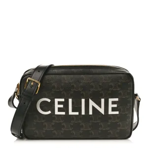 Celine Medium Messenger Bag Black Triomphe Canvas Gold Hardware
