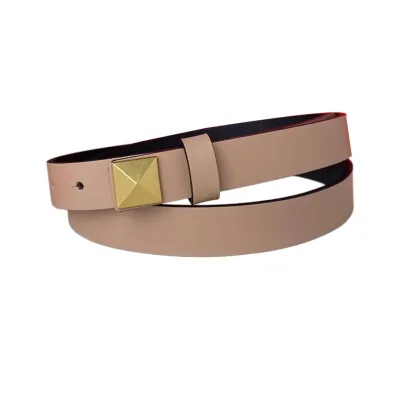Valentino Rockstud Belt In Red/Black/Brown/Nude Calfskin With Gold Hardware 20mm