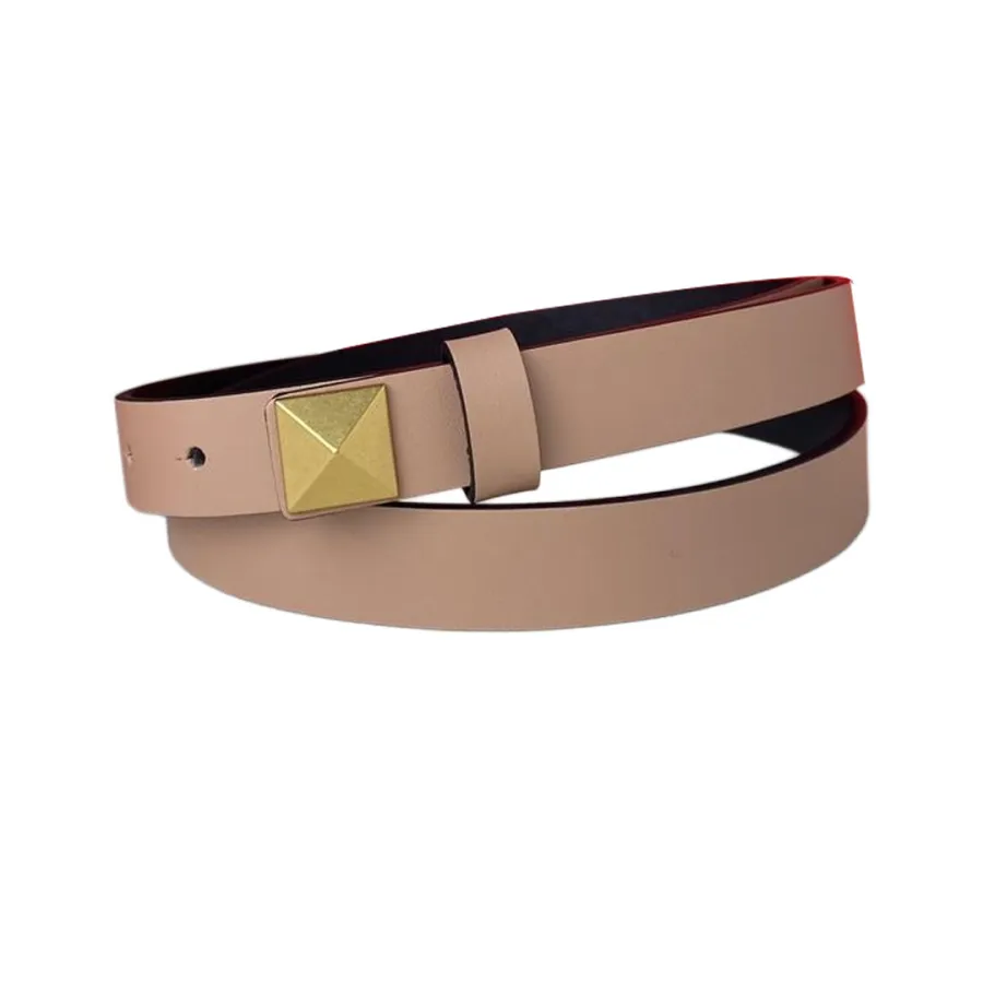Valentino Rockstud Belt In Red/Black/Brown/Nude Calfskin With Gold Hardware 20mm