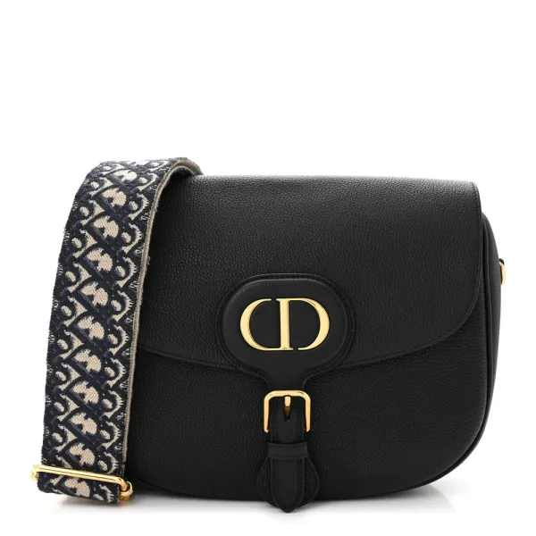 Dior Large Bobby Bag Black Grained Calfskin Leather Gold Hardware
