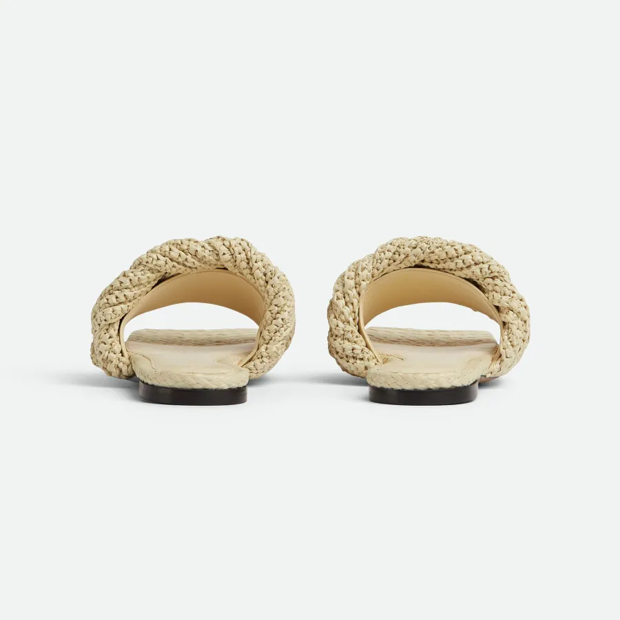 Bottega Veneta Lido Flat Sandal In Beige Intrecciato Raffia Flat Sandals