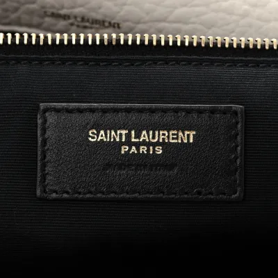 Saint Laurent Large Calypso Bag Blanc Vintage Grained Lambskin Leather Aged Gold Hardware