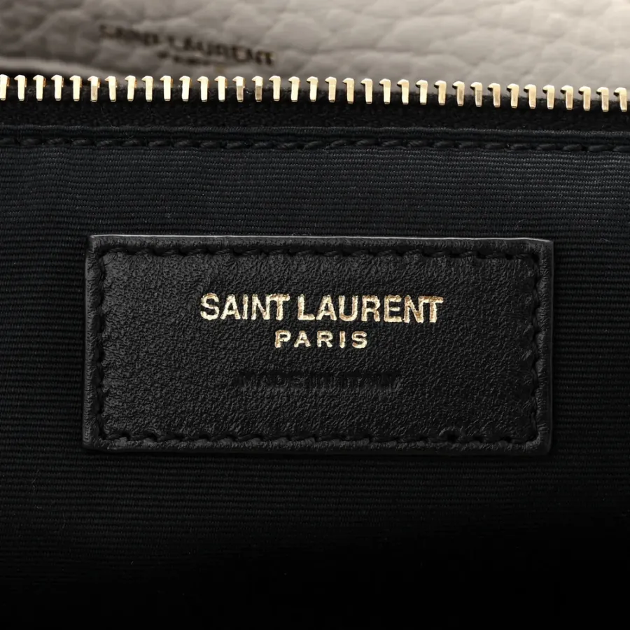 Saint Laurent Large Calypso Bag Blanc Vintage Grained Lambskin Leather Aged Gold Hardware