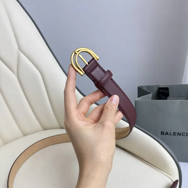 Balenciaga Women's Rodeo Belt In Burgundy/Black Smooth Calfskin With Gold/Silver Hardware 25mm - Image 4