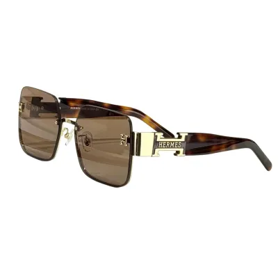 Hermès square frame glasses burgundy/green/teal/black gold/black/leopard brown/purple gold/rosy brown/leopard color Size 53口20-142