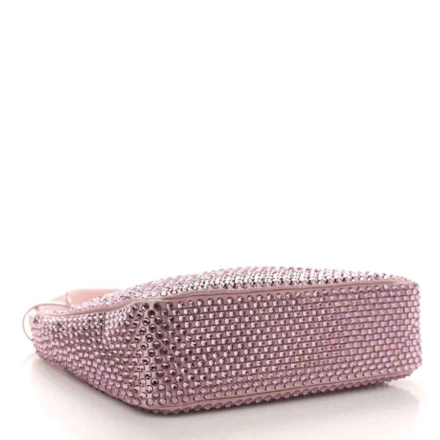 Prada Mini Re-Edition 2000 Bag Alabastro Satin & Crystal Silver Hardware