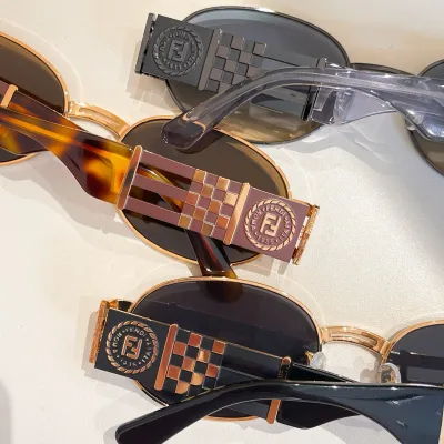 Fendi Oval glasses black gold/leopard brown/silver/brown/eggplant/gun black color Size 57口19-145